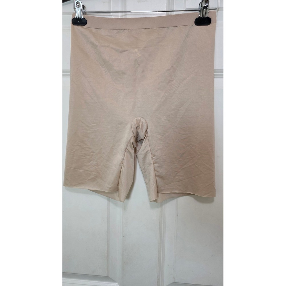 Spanx Higher Power Short Shapewear Womens Large Beige Nude Mid Thigh Shaper